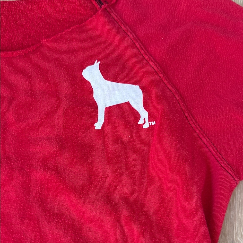 Reversible Boston University Red Sweatshirt with White Dog Logo and 'BU' Patch - Picture 3 of 6
